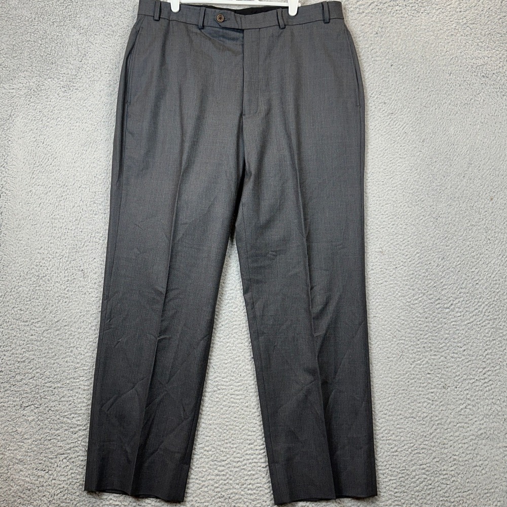 Brooks Brothers Wool Dress Pants Mens 35X29 346 Stretch Grey Flat Front Casual